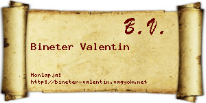 Bineter Valentin névjegykártya